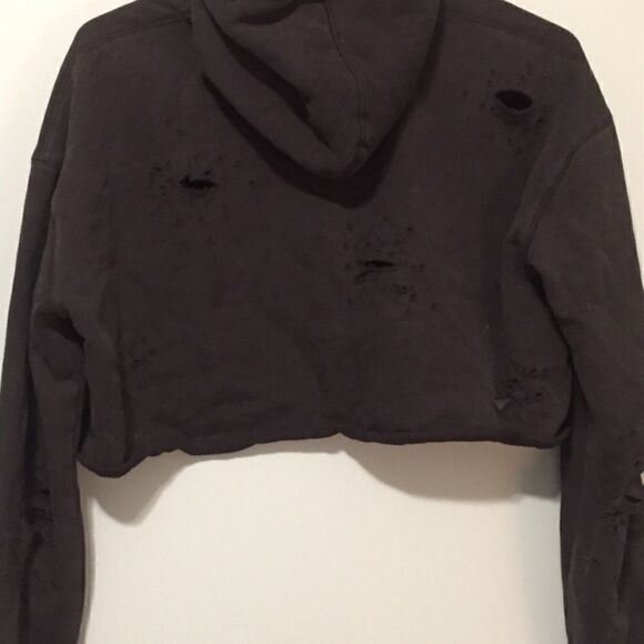 LF Emma & Sam Black Distressed Cropped Hoodie - Picture 2 of 2